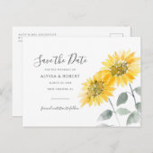 Elegant Sunflower Botanical Save the Date Aankondigingskaart (Voorkant / Achterkant)