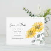 Elegant Sunflower Botanisch Save The Date (Staand voorkant)