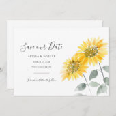 Elegant Sunflower Botanisch Save The Date (Voorkant / Achterkant)