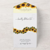 Elegant Sunflower Bouquet Weddenschap in One Invi All In One Uitnodiging (Buitenkant)