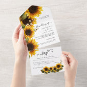 Elegant Sunflower Bouquet Weddenschap in One Invi All In One Uitnodiging (Afscheurbaar)