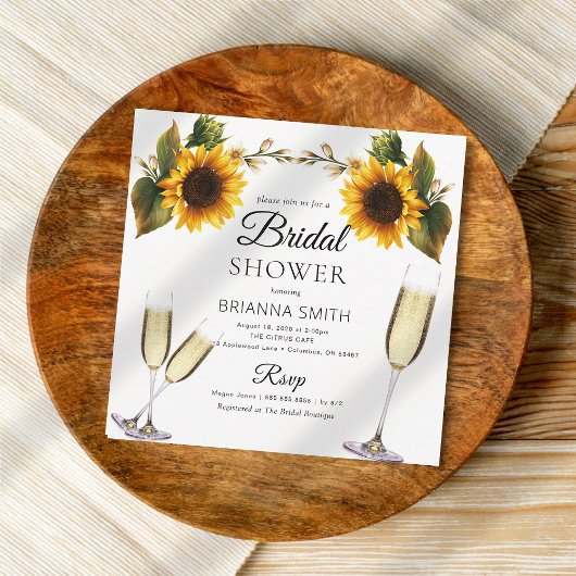 Elegant Sunflower Bridal douitation Kaart