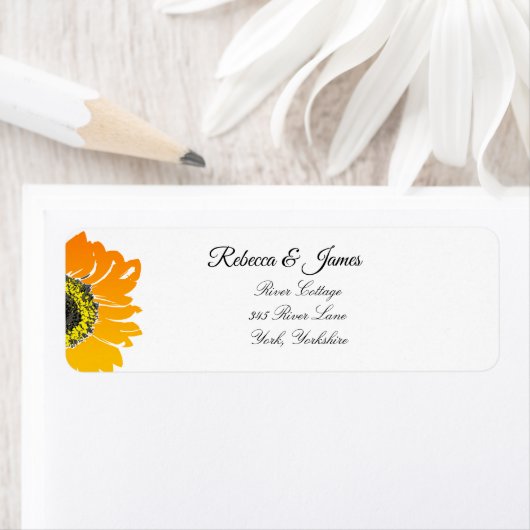 Elegant Sunflower bruiloft Return Address Label (Insitu)