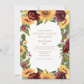 Elegant Sunflower & Burgundy Floral Wedding Kaart (Voorkant)