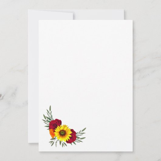 Elegant Sunflower Burgundy Roos Weddenschappen Kaart (Achterkant)