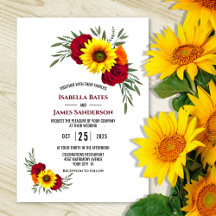 Elegant Sunflower Burgundy Roos Wedding