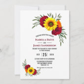 Elegant Sunflower Burgundy Roos Wedding Kaart (Voorkant)
