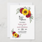 Elegant Sunflower Burgundy Roos Wedding Save the D Save The Date (Voorkant)