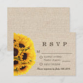 Elegant Sunflower Burlap Wedding RSVP Kaartje (Voorkant / Achterkant)