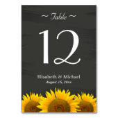 Elegant Sunflower Chalkboard Weddenschappen Number Kaart (Voorkant)