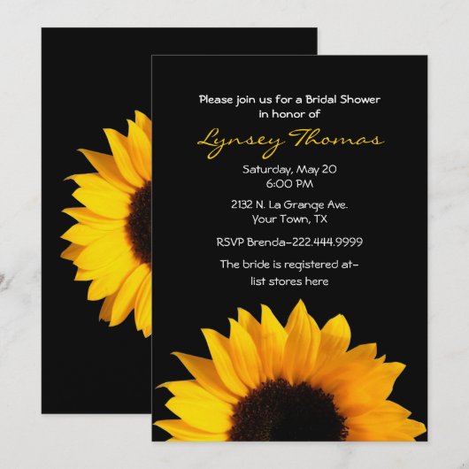 Elegant Sunflower Custom Vrijgezellenfeest Kaart (Voorkant / Achterkant)