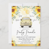 Elegant Sunflower Drive Thru Birthday Party Parade Kaart (Voorkant)