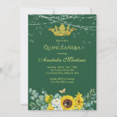 Elegant Sunflower Emerald Green Quinceanera Kaart (Voorkant)
