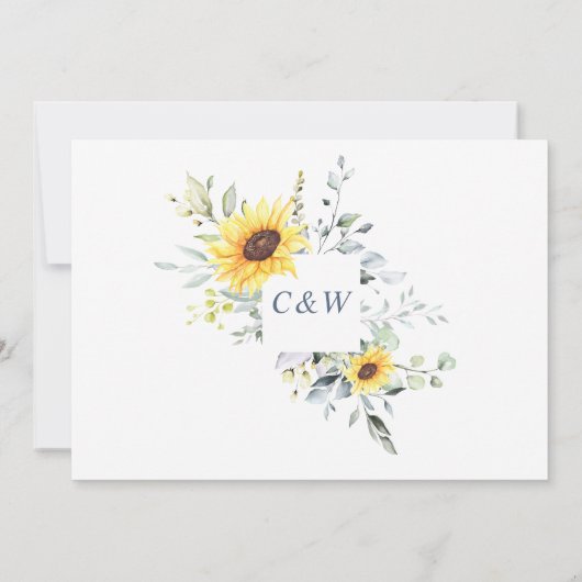 Elegant Sunflower Eucalyptus 3 PHOTO Weddenschap Save The Date (Achterkant)