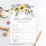 Elegant Sunflower Eucalyptus Advice & Wishes Card<br><div class="desc">Elegant Sunflower Eucalyptus Advice & Wishes Card. Pas de bruid aan om de naam en de datum van de douche te zijn. Voor verdere aanpassing,  te klikken gelieve de "pas verder"verbinding aan. Als je hulp nodig hebt,  neem dan contact met me op.</div>