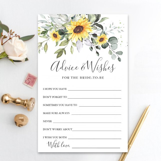 Elegant Sunflower Eucalyptus Advice & Wishes Card (Creator heeft geüpload)