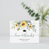 Elegant Sunflower Eucalyptus Afstuderen Hartelijk  Briefkaart (Staand voorkant)