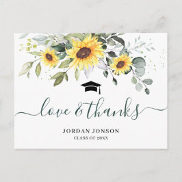 Elegant Sunflower Eucalyptus Afstuderen Hartelijk  Briefkaart