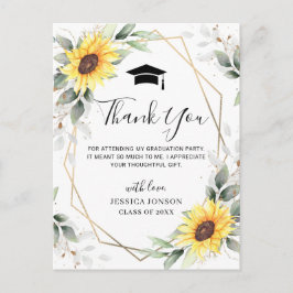Elegant Sunflower Eucalyptus Afstuderen Hartelijk  Briefkaart