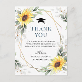 Elegant Sunflower Eucalyptus Afstuderen Hartelijk  Briefkaart