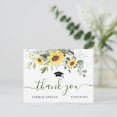 Elegant Sunflower Eucalyptus Afstuderen Hartelijk  Briefkaart (Staand voorkant)