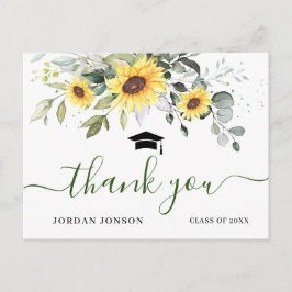 Elegant Sunflower Eucalyptus Afstuderen Hartelijk  Briefkaart