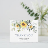Elegant Sunflower Eucalyptus Afstuderen Hartelijk  Briefkaart (Staand voorkant)
