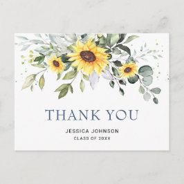 Elegant Sunflower Eucalyptus Afstuderen Hartelijk  Briefkaart