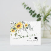 Elegant Sunflower Eucalyptus Afstuderen Hartelijk  Briefkaart (Staand voorkant)