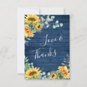 Elegant Sunflower Eucalyptus Blue Wood Rustisch Bedankkaart (Voorkant)