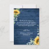 Elegant Sunflower Eucalyptus Blue Wood Rustisch Bedankkaart (Achterkant)