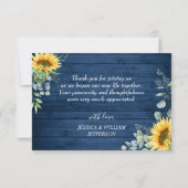 Elegant Sunflower Eucalyptus Blue Wood Rustisch Th Bedankkaart (Achterkant)