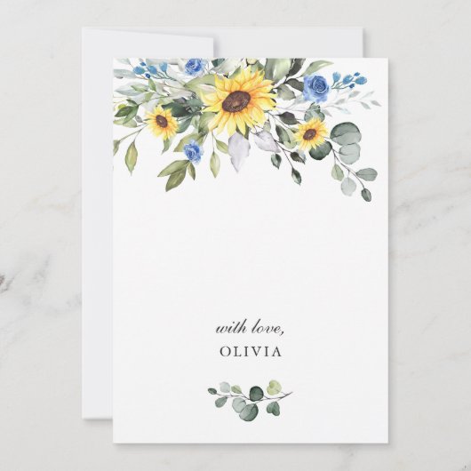 Elegant Sunflower Eucalyptus BRIDAL BRUNCH Kaart (Achterkant)