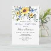 Elegant Sunflower Eucalyptus BRIDAL LUNCHEON Invi Kaart (Staand voorkant)