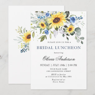 Elegant Sunflower Eucalyptus BRIDAL LUNCHEON Invi Kaart