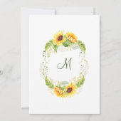 Elegant Sunflower Eucalyptus BRIDAL LUNCHEON Kaart (Achterkant)