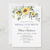 Elegant Sunflower Eucalyptus BRIDAL LUNCHEON Kaart (Voorkant)