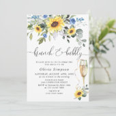 Elegant Sunflower Eucalyptus Brunch & Bubble Kaart (Staand voorkant)