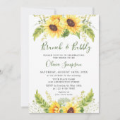 Elegant Sunflower Eucalyptus Brunch & Bubble Kaart (Voorkant)