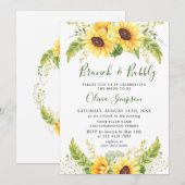 Elegant Sunflower Eucalyptus Brunch & Bubble Kaart (Voorkant / Achterkant)