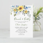 Elegant Sunflower Eucalyptus Brunch & Bubble Kaart (Staand voorkant)