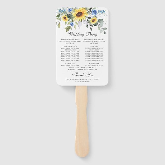 Elegant Sunflower Eucalyptus Chic Wedding Program Handwaaier (Achterkant)