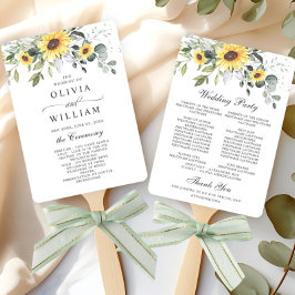 Elegant Sunflower Eucalyptus Chic Wedding Program Handwaaier