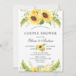 Elegant Sunflower Eucalyptus COUPLE SHOWER Kaart