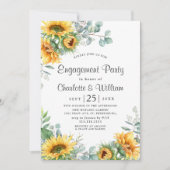 Elegant Sunflower Eucalyptus Engagement Party Kaart (Voorkant)