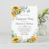 Elegant Sunflower Eucalyptus Engagement Party Kaart (Staand voorkant)