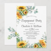 Elegant Sunflower Eucalyptus Engagement Party Kaart (Voorkant / Achterkant)
