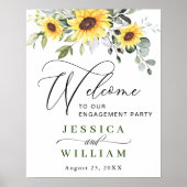 Elegant Sunflower Eucalyptus Engagement Party Poster (Voorkant)