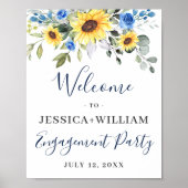 Elegant Sunflower Eucalyptus Engagement Party Poster (Voorkant)