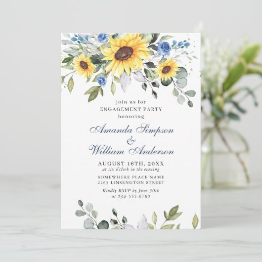 Elegant Sunflower Eucalyptus ENGAGTY Kaart (Staand voorkant)